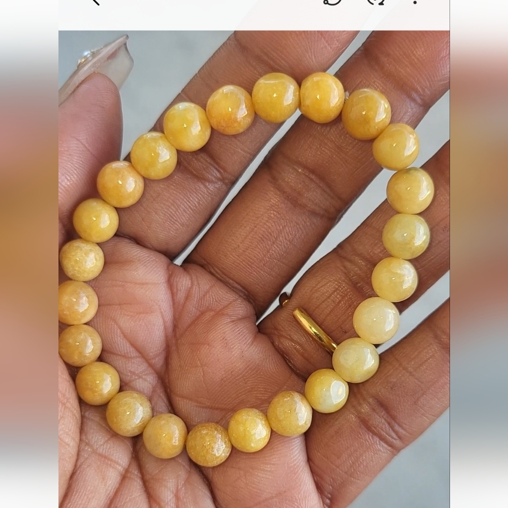 Burma Yellow Jadeite Bead Bracelet